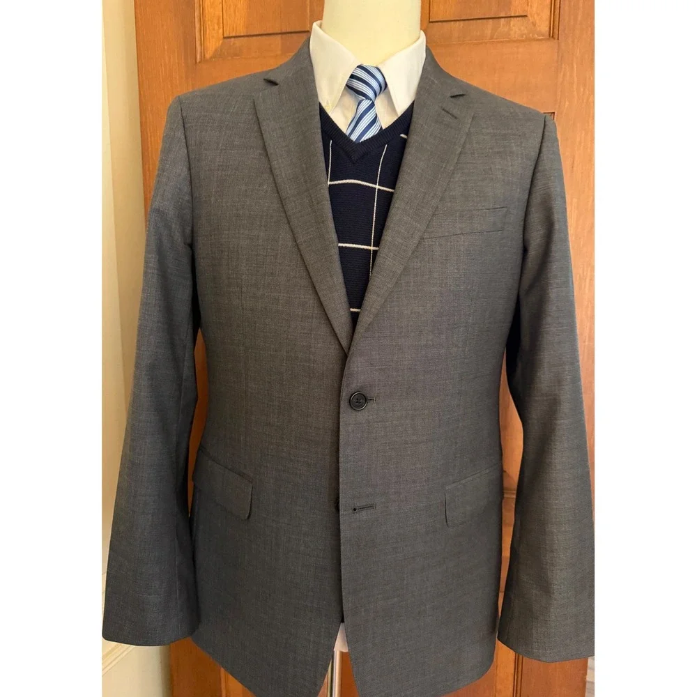Banana Republic Slim Fit Blazer Mens 42R Gray‎ Marzotto Wool Sport Coat Jacket